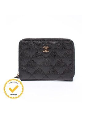 Chanel Bifold Wallet Gold Caviar Leather Quilted